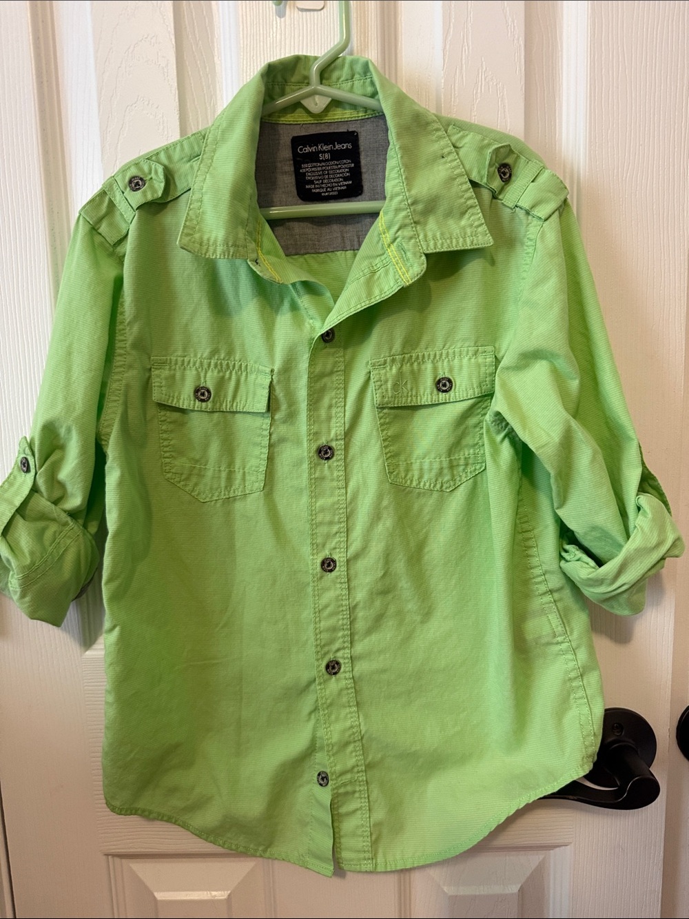 Calvin Klein Jeans Men’s Bright Lime Green Button-Down Shirt